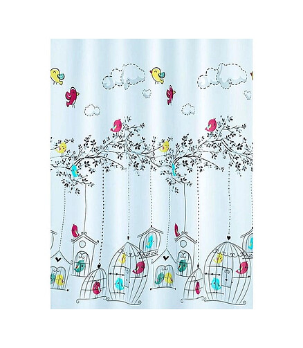 Штора для ванной комнаты JACKLINE BIRDS 180х200см без колец, 100% полиэстер 438x503 в Материке