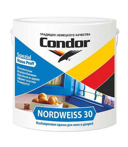 Краска Condor ВД-АК Nordweiss-30, 0,85 кг 438x503 в Материке