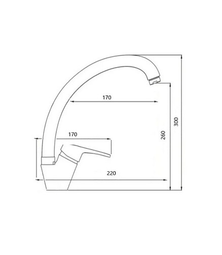 Смеситель WP59205 (для кухни), ЦИНК 438x503 в Материке - Вариант 2