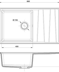 Мойка GRANFEST GF-LV-860L 860х500мм иск.мрамор-черный (сифон в комплекте)