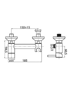 Смеситель GANZER GZ12202-C SET (для биде) с душ.комплектом, ЧЕРНЫЙ