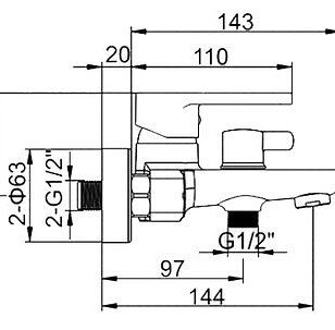 Смеситель L3266 (для ванны, короткий излив) 238x286 в Материке - Вариант 2