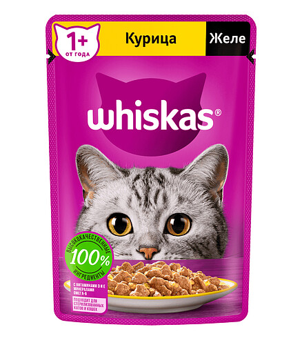 Корм для кошек WHISKAS курица, желе (75г) 438x503 в Материке