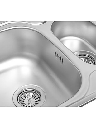 Мойка врезная ZORG ZCL 7848-2 1,5 чаши 780х480мм микродекор нерж 0,8мм с сифоном 238x286 в Материке - Вариант 3