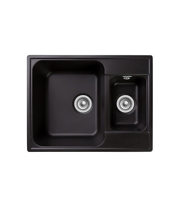 Мойка QUARZ GF-Z 09 (ECO 09), 1,5 чаши 620х480мм черный (без сифона) 586x674 Мойка QUARZ GF-Z 09 (ECO 09), 1,5 чаши 620х480мм черный (без сифона) 586x674 в Материке