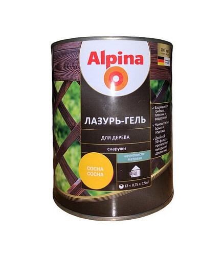Лазурь-гель Alpina алкидый для дерева шелк.-матовый сосна, 0,75л 438x503 в Материке