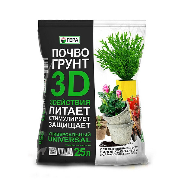 Почвогрунт Универсальный 3D/3D+ (25л) 620x620 в Материке