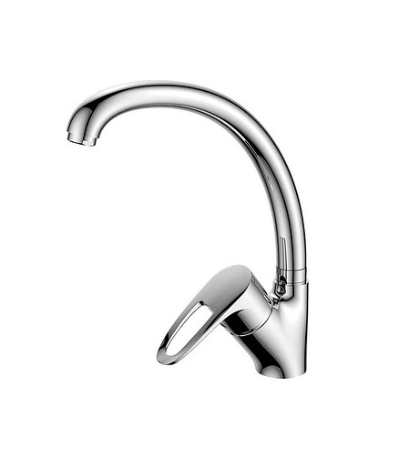 Смеситель DECOROOM DR70021 (для кухни) с высоким повортным изливом, ЛАТУНЬ 438x503 в Материке
