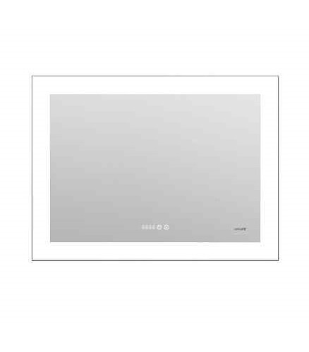 Зеркало LED 060 DESIGN PRO 800х600мм: LED-подсветка, антизапотевание, часы 438x503 в Материке