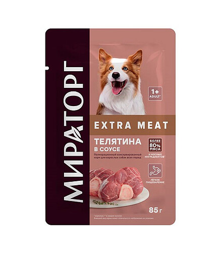 Корм для собак МИРАТОРГ Extra Meat телятина, соус (85г) 438x503 в Материке