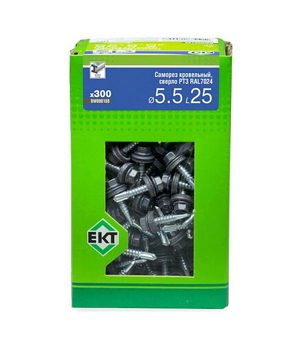 Саморез КРОВЕЛЬНЫЙ с резин.прокл. 5.5x25, сверло PT3, RAL7024 (уп=250шт)_WBOX 438x503 в Материке - Вариант 2