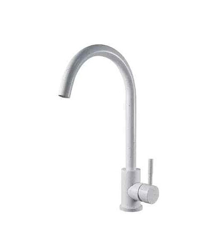 Смеситель ESKO K45 White (для кухни) нерж.сталь, гранит матовый белый 438x503 в Материке