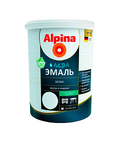 Эмаль ALPINA АКВА белая шелковисто-матовая 0,9л