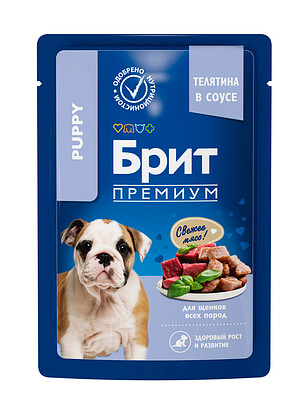 Корм для щенков Brit Premium телятина, соус (85г) 238x286 в Материке