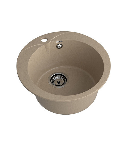 Мойка GRANFEST R480 круглая D480мм иск.мрамор-песочный (сифон в комплекте) 438x503 в Материке