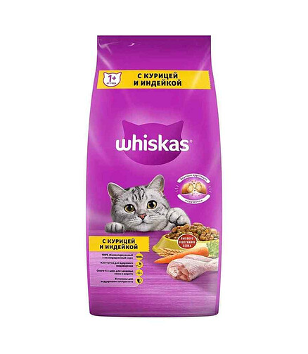 Корм для кошек WHISKAS курица и индейкой (5 кг) 438x503 в Материке