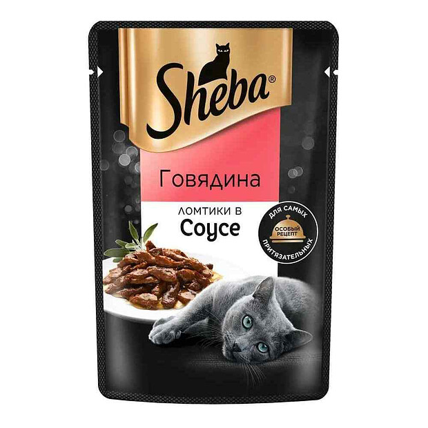 Корм для взрослых кошек SHEBA с говядиной, Ломтики в соусе (75г) 620x620 в Материке