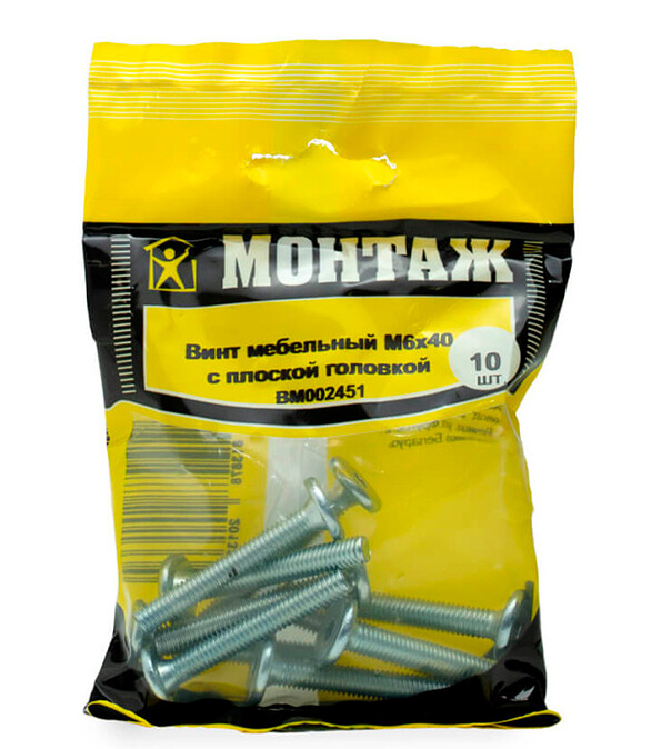 Винт мебельный с плоской головкой HEX 6х40, цинк, МОНТАЖ (уп=10шт) 586x674 Винт мебельный с плоской головкой HEX 6х40, цинк, МОНТАЖ (уп=10шт) 586x674 в Материке