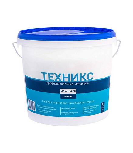 Краска ТЕХНИКС Моющаяся белая, 7кг 438x503 в Материке