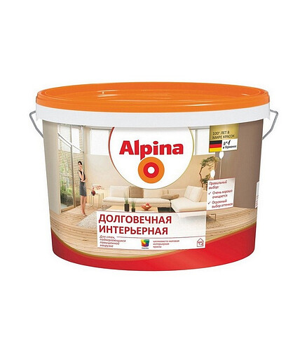 Краска Alpina Долговечная интерьерная Б3 шелк.-матовая, 2,35л 438x503 в Материке