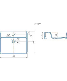 Умывальник ОЛИМП 570 настольный, 575х473мм 238x286 в Материке - Вариант 3
