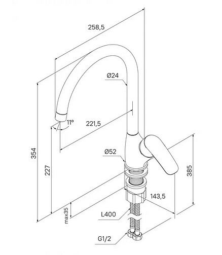 Смеситель RORA RORBL0JM05 (для кухни) черный-мат 438x503 в Материке - Вариант 4