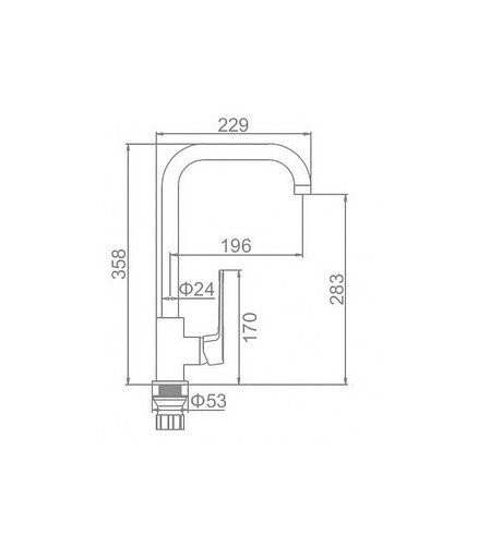 Смеситель L4067 (для кухни) на гайке 438x503 в Материке - Вариант 2