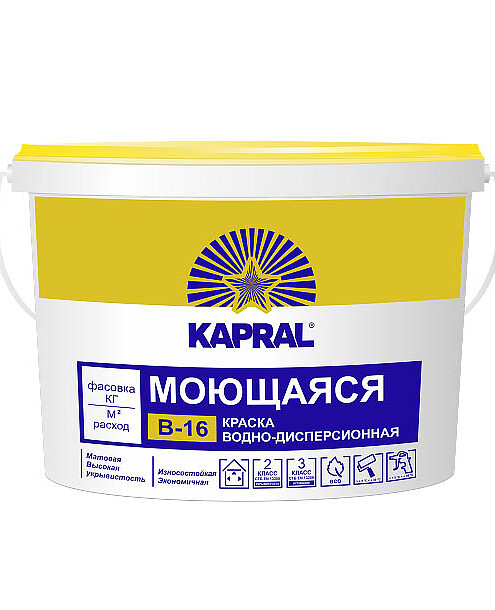 Краска Kapral В-16 глубокоматовая, 1,5кг 495x660 Краска Kapral В-16 глубокоматовая, 1,5кг 495x660 в Материке