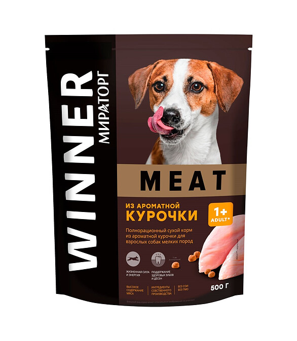 Корм для собак мелких пород МИРАТОРГ Meat курица (0,5кг) 586x674 Корм для собак мелких пород МИРАТОРГ Meat курица (0,5кг) 586x674 в Материке
