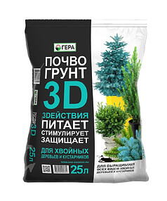 Почвогрунт для хвойных деревьев и кустарников 3D/3D+ (25л) 238x286 в Материке