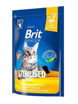 Корм для кошек Brit Premium Sterilised утка, курица (0,4кг) 238x286 в Материке
