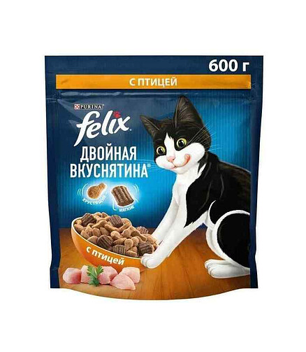 Корм для кошек FELIX Двойная вкуснятина, птица (0,6кг) 438x503 в Материке
