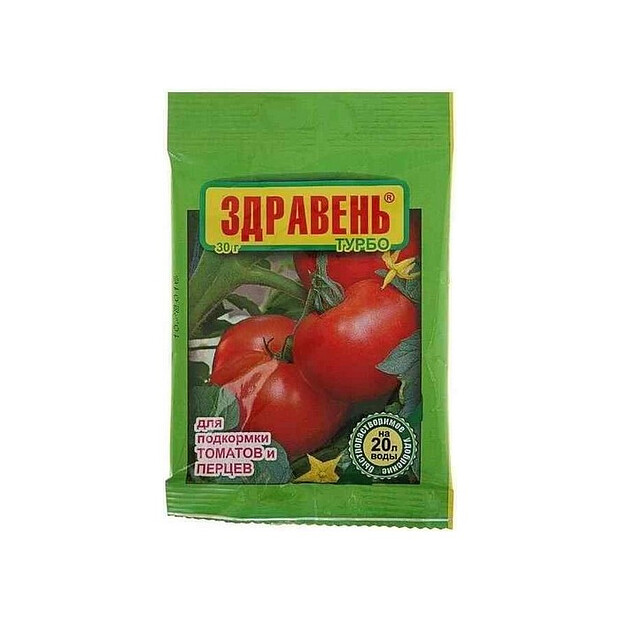 Удобрение для томатов и перцев ЗДРАВЕНЬ ТУРБО быстрорастворимое (30г) 620x620 в Материке