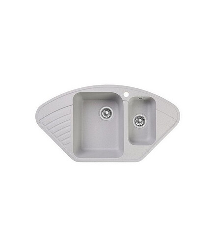 Мойка QUARZ GF-Z 14 (ЕСО-14) угловая 1,5 чаши, 930х500мм серый (без сифона) 438x503 в Материке