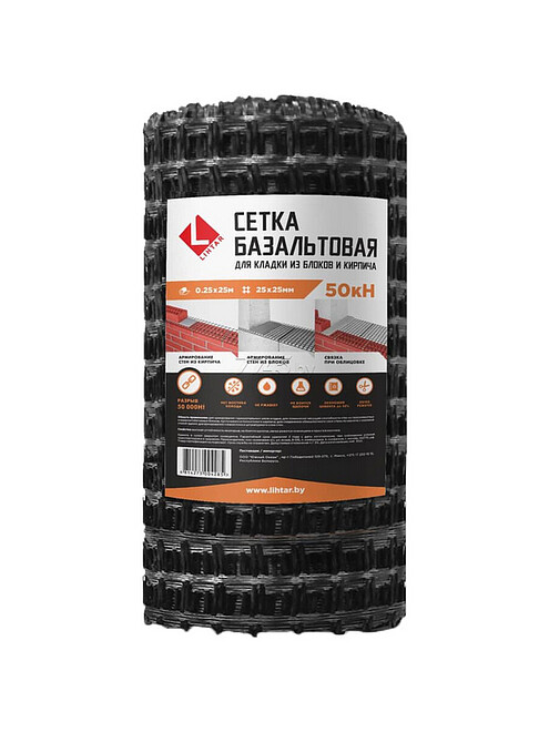 Сетка базальтовая для кладки LIHTAR 50; рулон 0,25х25м; яч.25х25 495x660 Сетка базальтовая для кладки LIHTAR 50; рулон 0,25х25м; яч.25х25 495x660 в Материке