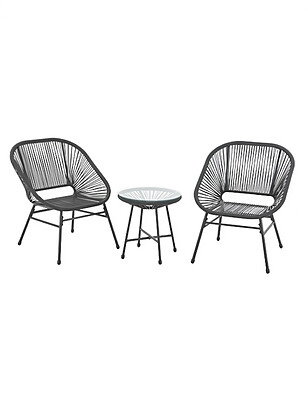 Набор мебели TULUM из веревки роуп серый (2 стула, жур.столик) 238x286 в Материке