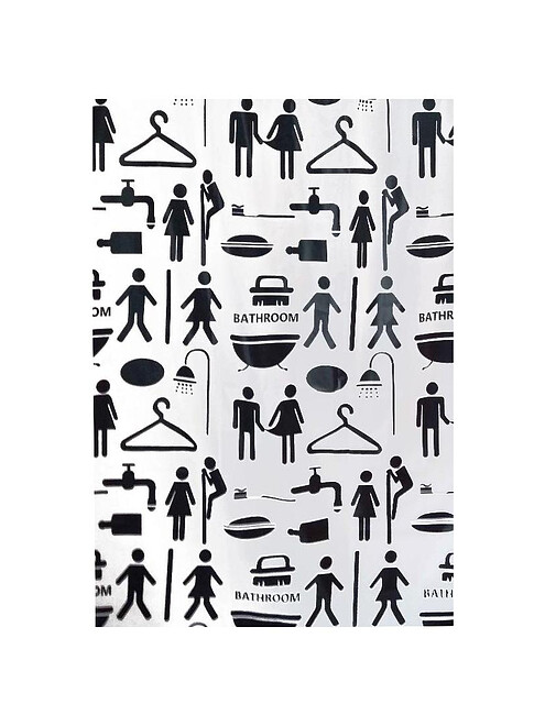 Штора для ванной комнаты PEVA COUPLE 06847, 180x200см черная/белая 495x660 Штора для ванной комнаты PEVA COUPLE 06847, 180x200см черная/белая 495x660 в Материке