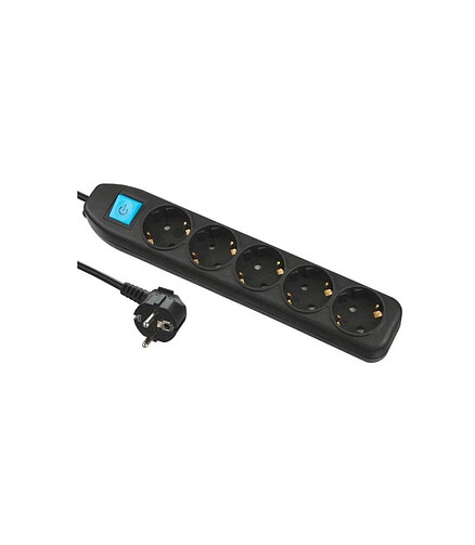 Удлинитель ELECTRALINE 5роз. 1,5м с/з выкл. черный 3х1 62267 438x503 в Материке