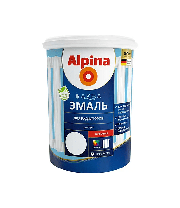 Эмаль Alpina АКВА для радиаторов акриловая, 0,9л 586x674 Эмаль Alpina АКВА для радиаторов акриловая, 0,9л 586x674 в Материке