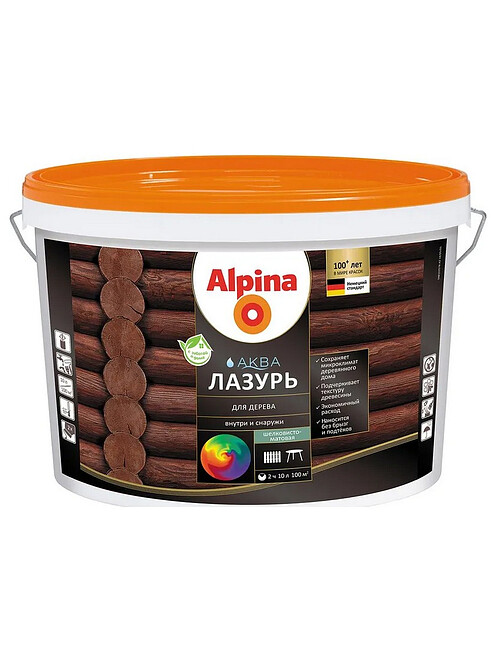 Лазурь Alpina АКВА для дерева, 10л 495x660 Лазурь Alpina АКВА для дерева, 10л 495x660 в Материке