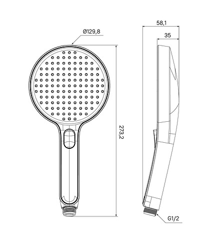 Лейка для душа ESPER ESP3FBRi18 круглая 3 режима d130мм, черная матовая 438x503 в Материке - Вариант 2