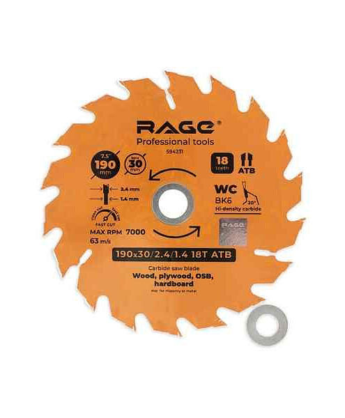 Диск пильный RAGE 190мм 18зуб. 495x660 Диск пильный RAGE 190мм 18зуб. 495x660 в Материке