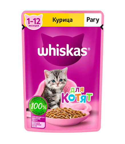 Корм для котят WHISKAS курица, рагу (75г) 438x503 в Материке