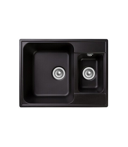 Мойка QUARZ GF-Z 09 (ECO 09), 1,5 чаши 620х480мм черный (без сифона) 438x503 в Материке