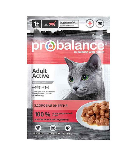 Корм для кошек ProBalance Active (85г) 438x503 в Материке