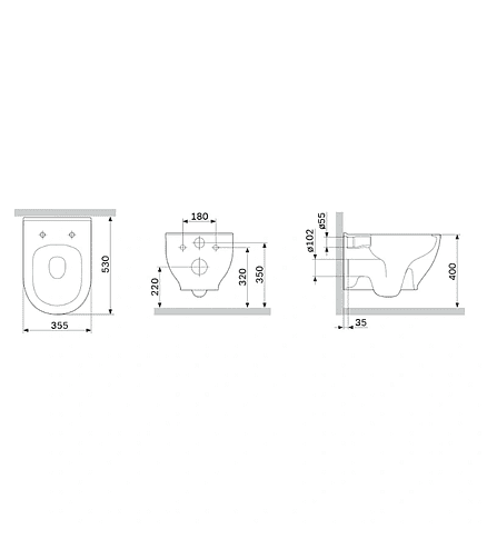 Унитаз LIKE C801701SC безободковый подвесной с сиденьем Duroplast Soft-Close 438x503 в Материке - Вариант 2