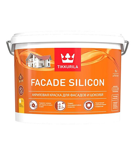 Краска Tikkurila Facade Silicon фасадная C гл/мат, 9л 438x503 в Материке