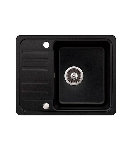 Мойка NOTUS SQ102-601AW 575х460мм гранит-черный металлик с вып.полуавтомат 438x503 в Материке