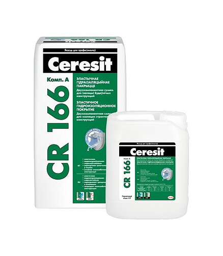Смесь двухкомпонентная CERESIT CR166 гидроизоляц.(мешок 24кг+ канистра 8л) 32кг 438x503 в Материке