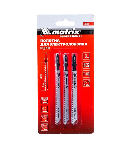 Пилка д/лобзика по дереву MATRIX T111C 3шт/уп. 438x503 в Материке